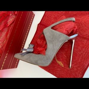 Rene Caovilla Slingback Suede Paradise Strass